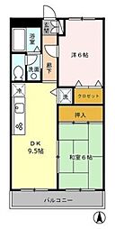 西武新宿線 上石神井駅 徒歩9分の賃貸アパート 2階2DKの間取り