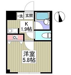 FLAT奥沢 1Kの間取図画像