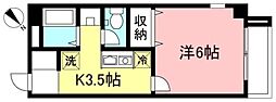 グランファミリア 3階1Kの間取り