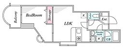 オリンピア西新 1LDKの間取図画像