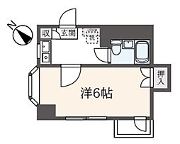 大和ハイツ 1Kの間取図画像