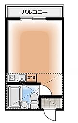 ウエストハイツ 2階ワンルームの間取り