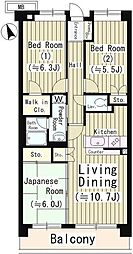 京王相模原線 若葉台駅 徒歩2分の賃貸マンション 3階3LDKの間取り