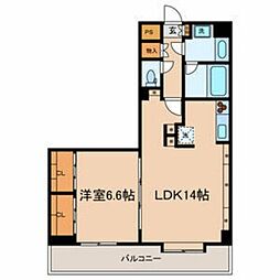 恒陽サンクレスト築地 6階1LDKの間取り