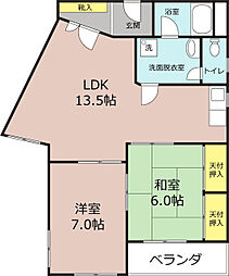 都ハイツ 4階2LDKの間取り