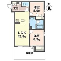 ラナフラット 00102 ｜ 栃木県小山市西城南３丁目9-3（賃貸アパート2LDK・1階・57.55㎡） その2