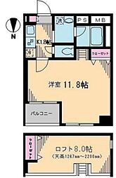 ブルソール信濃町 4階1Kの間取り