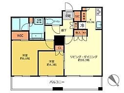 ザ・パークハウス西新宿タワー60 54階2LDKの間取り
