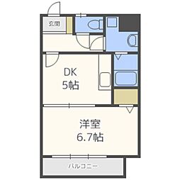 ときわマンション那の川 1DKの間取図画像