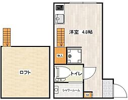 ウェルストン弥生町 2階ワンルームの間取り