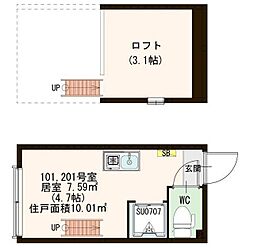 メゾン上北 ワンルームの間取図画像