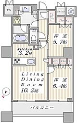 ザ・パークハウス西新宿タワー60 25階2LDKの間取り
