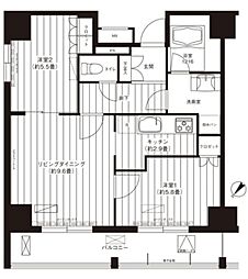 コスモグラン勝どき 5階2LDKの間取り