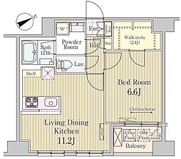 京橋レジデンス 1LDKの間取図画像