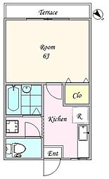 JR中央線 西荻窪駅 徒歩14分の賃貸アパート 1階1Kの間取り