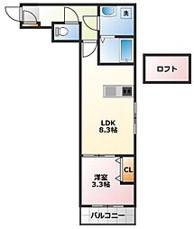 Best Stage保I 3階1LDKの間取り