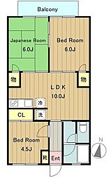 シャトレーヌ小野路 2階3LDKの間取り