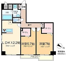 オーチャードK 2LDKの間取図画像