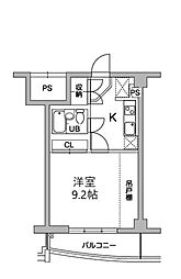 京王相模原線 稲城駅 徒歩3分の賃貸マンション 2階1Kの間取り