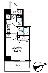 ベルグレードKS DUE 4階1Kの間取り