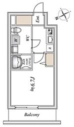 LIME RESIDENCE HIGASHINAKAYAMA 6階1Kの間取り