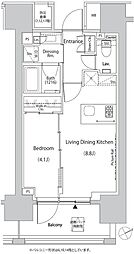 ザ・パークハビオ目白タワー 16階1LDKの間取り