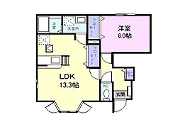 グレース尾崎 1LDKの間取図画像