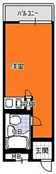 ダイマス熊野町マンション 1階ワンルームの間取り