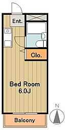 多摩都市モノレール 大塚・帝京大学駅 徒歩5分の賃貸マンション 2階1Kの間取り