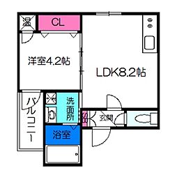 メゾンルシーヌ矢田 1LDKの間取図画像