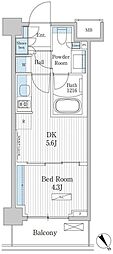 パークアクシス門前仲町テラス 1DKの間取図画像