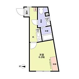 ＯＧＩＫＵＢＯ　ＯＮＥ 1階1Kの間取り