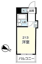 トップ恵比寿 2階ワンルームの間取り