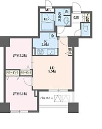 ドゥーエ横浜駅前 2LDKの間取図画像