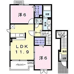 フォレスタ・高松　II 2階2LDKの間取り