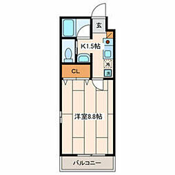 PalmCove湘南 1Kの間取図画像