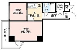 セントヒルズ代々木 1DKの間取図画像