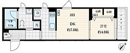 フレア本町 1DKの間取図画像
