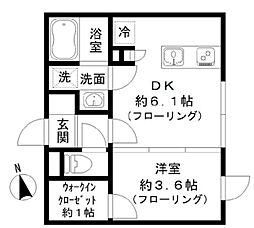 ラプレ本駒込 3階1DKの間取り