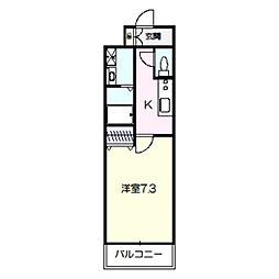 クローバーソレイユ南田辺 1Kの間取図画像