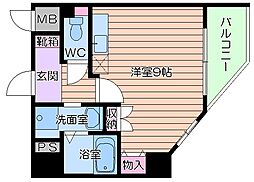 S-RESIDENCE　Hommachi Marks 2階ワンルームの間取り