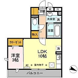 京王井の頭線 三鷹台駅 徒歩20分の賃貸アパート 1階1LDKの間取り