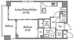 白金台アパートメント 4階1LDKの間取り