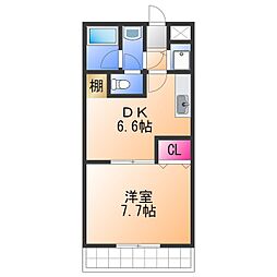 フジパレス式内町1番館 1DKの間取図画像