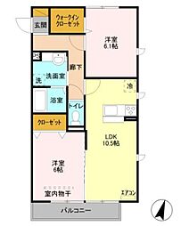 ルミエール武蔵浦和 2LDKの間取図画像