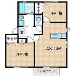 ラ.プランタン 2LDKの間取図画像