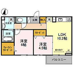 シューペリアII 3階2LDKの間取り