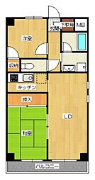 京成松戸線 前原駅 徒歩5分の賃貸マンション 4階2LDKの間取り
