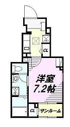 JR青梅線 牛浜駅 徒歩10分の賃貸アパート 1階1Kの間取り