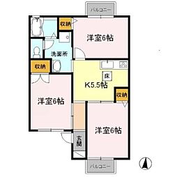 グランドールミツトヨ 1階3DKの間取り